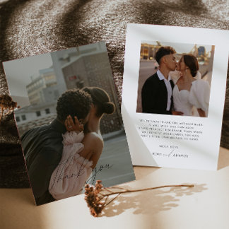 Minimalist Script Flat Photo Thank You Card