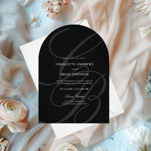 Minimalist Script Font Monogram Elegant Wedding Acrylic Invitations