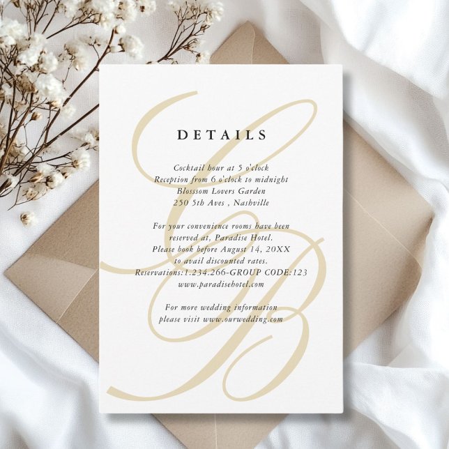 Minimalist Script Font Monogram | Elegant Wedding RSVP Card (Minimalist Script Font Monogram | Elegant Wedding White RSVP Card)