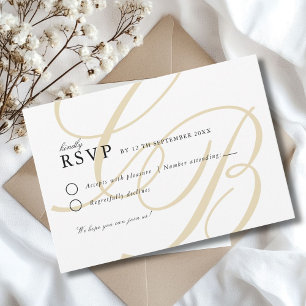 Minimalist Script Font Monogram Elegant Wedding RSVP Card