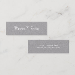 minimalist script-font-style elegant & modern grey mini business card
