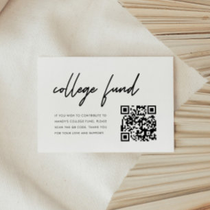 Minimalist Script Graduation College Fund QR Code Enclosure Card