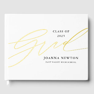 Minimalist Script Graduation Foil Guestbook