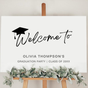 Minimalist Script Graduation Party Welcome Poster
