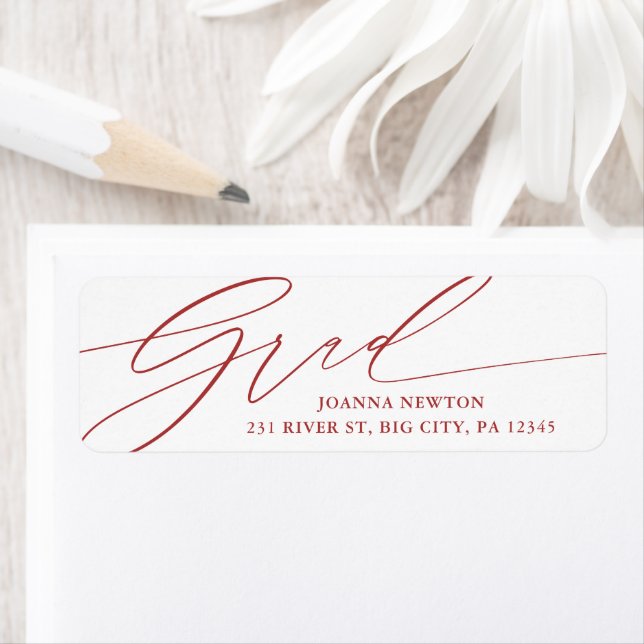 Minimalist Script Graduation Return Address Label (Insitu)