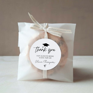 Minimalist Script Graduation Thank You Classic Round Sticker