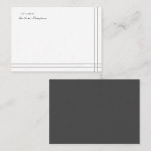Minimalist Script Grey White 2 Side Double Border  Card