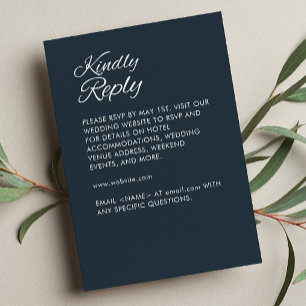 Minimalist Script Gunmetal Blue Wedding RSVP Card