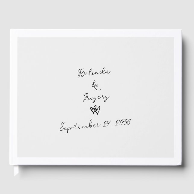Minimalist Script Hand Written Typography Wedding Guest Book (Front)