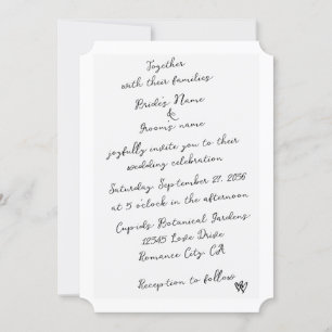 Minimalist Script Hand Written Typography Wedding Invitation