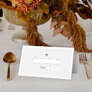 Minimalist Script Hand Written Typography Wedding Place Card
