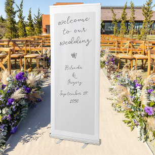 Minimalist Script Hand Written Typography Wedding Retractable Banner