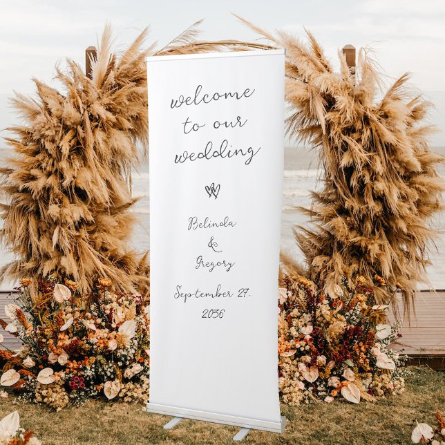 Minimalist Script Hand Written Typography Wedding  Retractable Banner (Minimalist Script Hand Written Typography Wedding Retractable Banner)