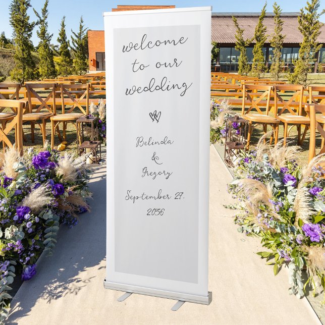 Minimalist Script Hand Written Typography Wedding  Retractable Banner (Minimalist Script Hand Written Typography Wedding Retractable Banner)