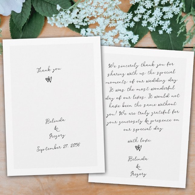Minimalist Script Hand Written Typography Wedding Thank You Card (Simple Minimalist Hand Written Typography Wedding Thank You Card)