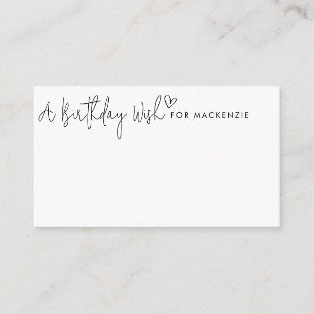 Minimalist Script & Heart Birthday Wish Jar Card (Front)