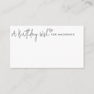 Minimalist Script & Heart Birthday Wish Jar Card