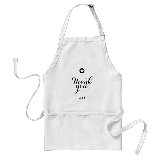 Minimalist Script Heart Custom Couples Monogram Standard Apron (Front)