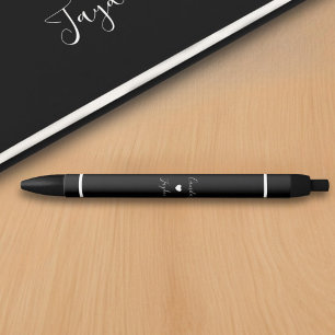 Minimalist Script Heart Simple Wedding Guest Book Black Ink Pen
