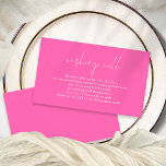 Minimalist Script Hot Pink Wedding Wishing Well Enclosure Card<br><div class="desc">Minimalist Script Hot Pink Wedding Wishing Well.   An informal set typography in white for the main Wishing Well and the rest of the text you can easily personalise.</div>