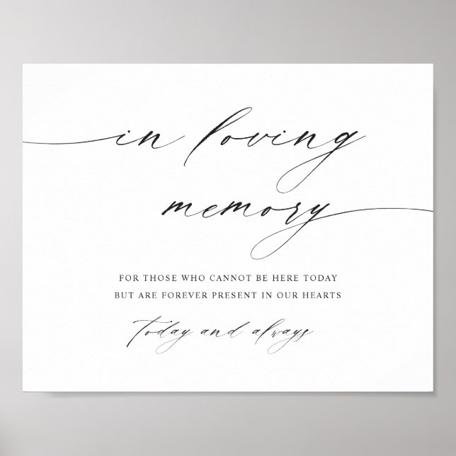 Minimalist Script In Loving Memory Wedding Sign (Front)