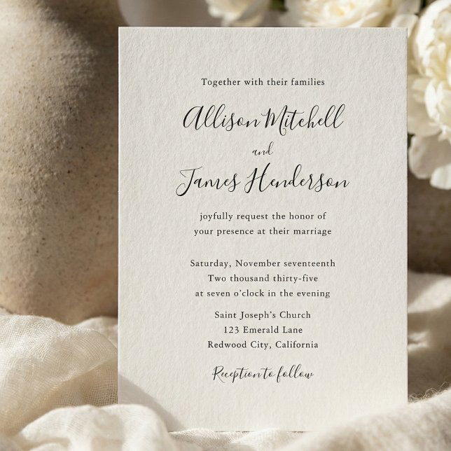 Minimalist Script Ivory Photo Wedding Invitation (Creator Uploaded)