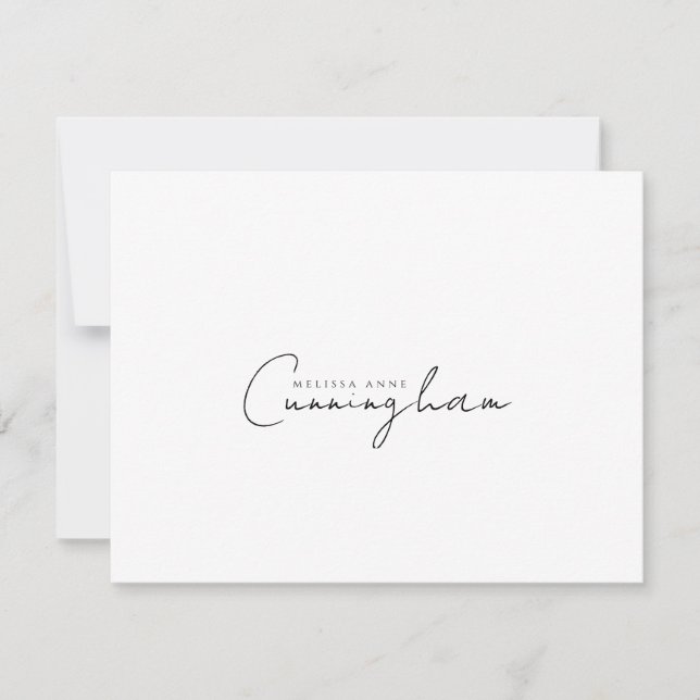 Minimalist Script Last Name Stationery Card (Front)