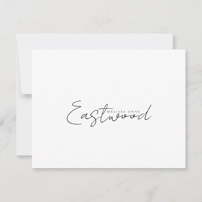 Minimalist Script Last Name Stationery Card (Front)