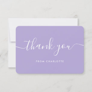 Minimalist Script Lavender Wedding Shower Birthday Thank You Card