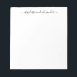 Minimalist Script Lettering Personalised Couples  Notepad<br><div class="desc">Minimalist Script Lettering Personalised Couples Notepad</div>