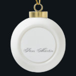 Minimalist Script Lovely 3d Monogram Ceramic Ball Christmas Ornament<br><div class="desc">Minimalism is back and we love the fluid, organic, natural sandy browns that are creating muted, yet hazy, harmonised structures. Personalise it with this easy to use product template. 3d Monogram text for a personalised gift for yourself or your loved ones. Monograms and text names are easy to change to...</div>
