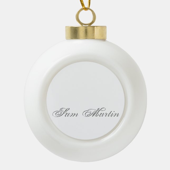 Minimalist Script Lovely 3d Monogram Ceramic Ball Christmas Ornament (Front)