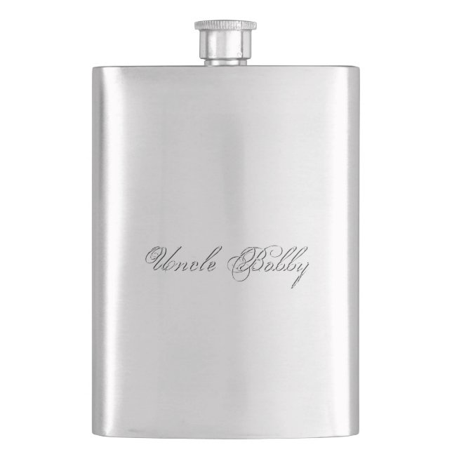 Minimalist Script Lovely 3d Monogram Hip Flask (Front)