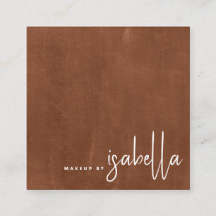 Minimalist Script Makeup Artist Modern Burnt Sienn Square Business Card