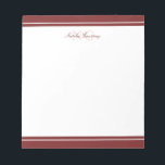 Minimalist Script Maroon Two Border Monogram Notepad<br><div class="desc">Write down your message or notes on this minimalist elegant-looking maroon notepad featuring a serif font monogram and a script lettering of your name with thick and thin borders. Personalise it with your initials.</div>