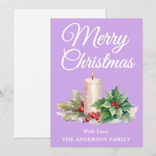Minimalist Script Merry Christmas Lavender Holiday Card
