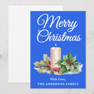 Minimalist Script Merry Christmas Royal Blue Holiday Card