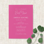 Minimalist Script Modern Bat Mitzvah Hot Pink Cute Invitation<br><div class="desc">Custom Minimalist Script Hot Pink Modern Bat Mitzvah Invitation</div>