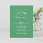 Minimalist Script Modern Bat Mitzvah Kelly Green Invitation<br><div class="desc">Custom Minimalist Script Kelly Green Modern Bat Mitzvah Invitation</div>