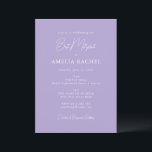 Minimalist Script Modern Bat Mitzvah Lavender Cute Invitation<br><div class="desc">Custom Minimalist Script Lavender Cute Modern Bat Mitzvah Invitation</div>