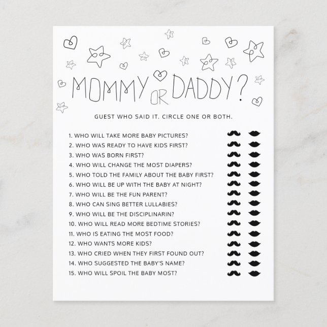 Minimalist Script Modern Black Mummy or Daddy (Front)