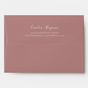 Minimalist Script Modern Boho Dusty Rose Wedding Envelope
