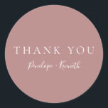 Minimalist Script Modern Custom Wedding Dusty Rose Classic Round Sticker<br><div class="desc">Minimalist Script Modern Custom Wedding Classic Round Sticker in Dusty Rose</div>