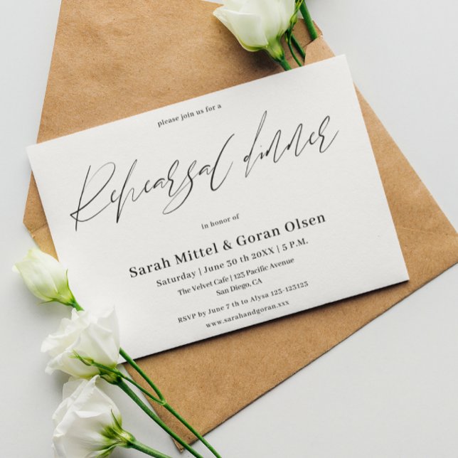 Minimalist Script Modern Rehearsal Dinner  Invitation (Creator Uploaded)