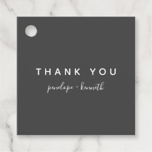 Minimalist Script Modern Wedding   Black and White Favour Tags