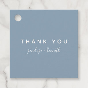 Minimalist Script Modern Wedding   Dusty Blue Favour Tags