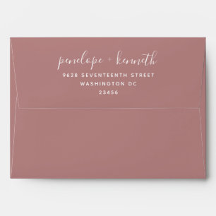Minimalist Script Modern Wedding Dusty Rose Envelope