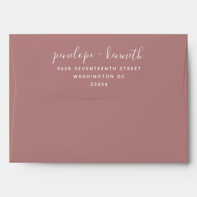 Minimalist Script Modern Wedding | Dusty Rose   Envelope (Back (Top Flap))