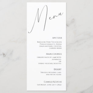 Minimalist Script Modern Wedding Menu
