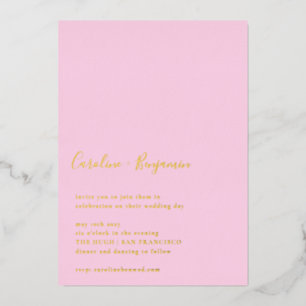 Minimalist Script Modern Wedding Pastel Pink Gold